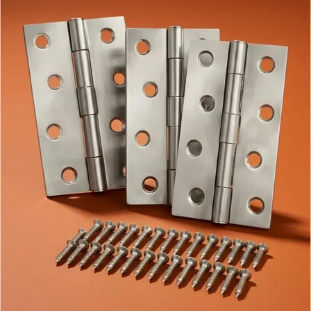 Dobradiça 3,5 Pol Aço Inox Rolamento Porta Madeira Kit 3 Pçs