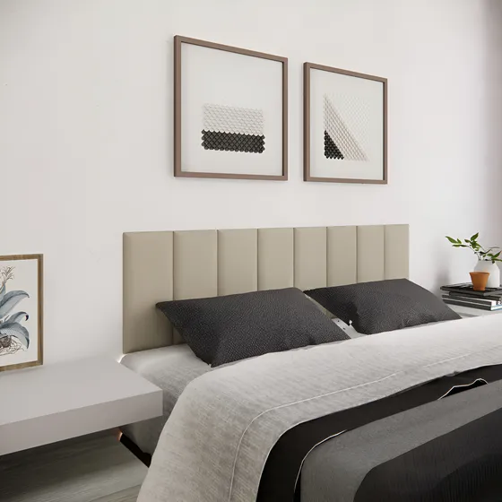 Cabeceira Modulada Cama Box Queen 8 Módulos - Bege