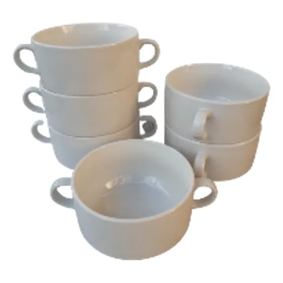 Pack 6 Tazas Cerámica Blanca Redondas 400 Ml Consome