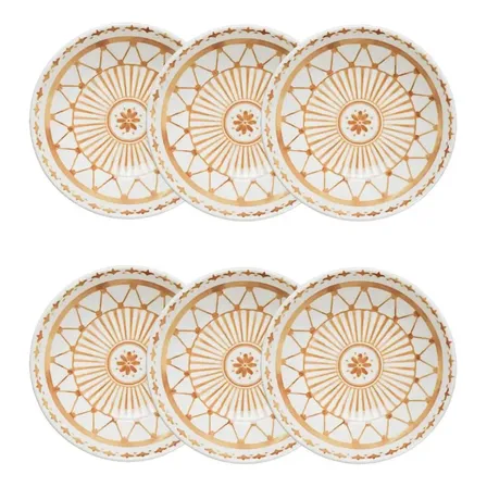 Conjunto 6 Pratos Fundos Unni Nuray 20,5cm Branco Oxford