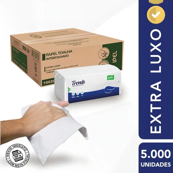 Papel toalha interfolha banheiro CX com 5000 folhas dupla luxo