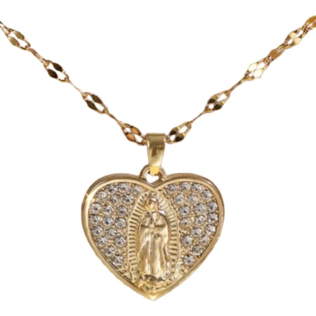 Collar Cadena Choker Virgencita Baño Oro 24k Mujer Dama 