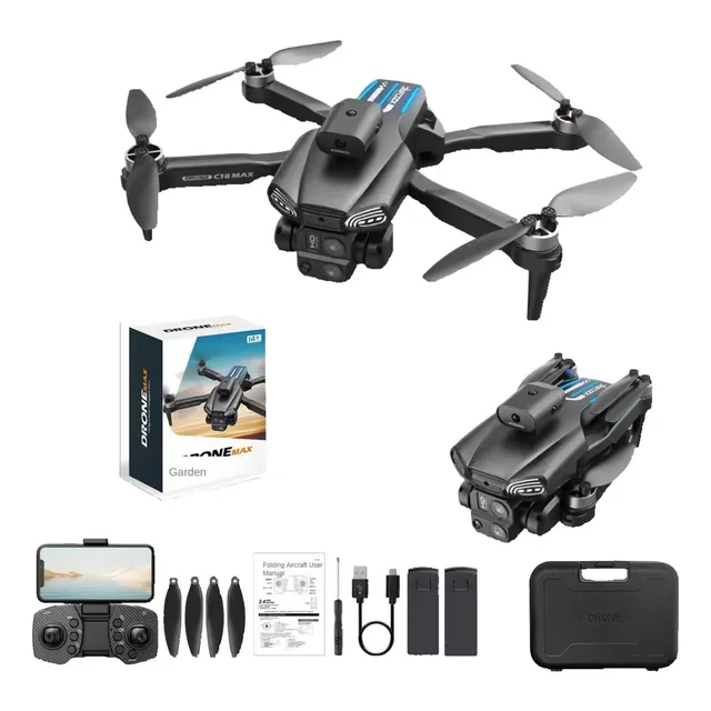 Drone Con Dual Cámara C18gps 5ghz 2 Batería Negro