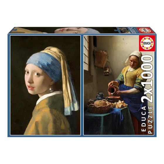 Rompecabezas 2×1000 Joven De La Perla + La Lechera Vermeer