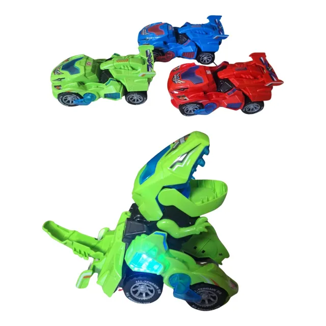 Carrinho Transformer Bate Volta Robô Dino Som Luz