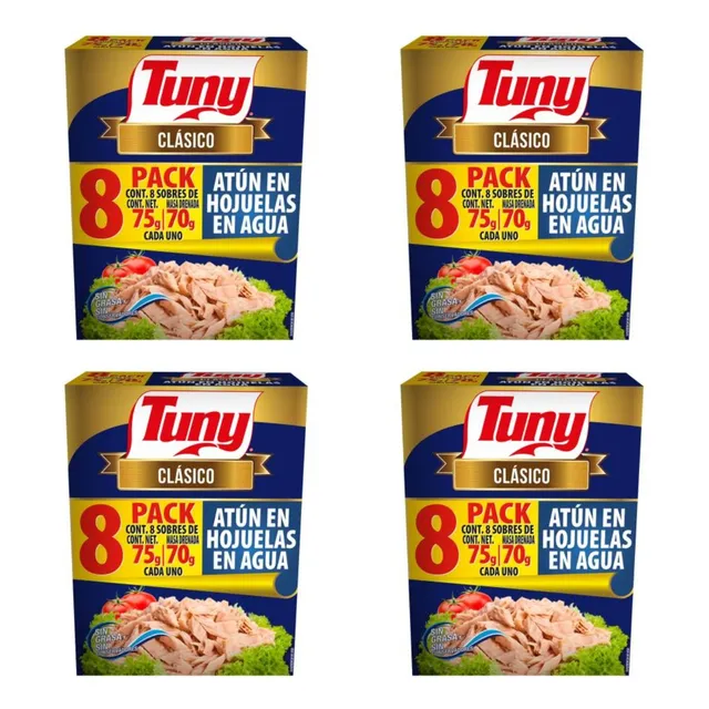 Atún En Agua Tuny Clásico 32 Sobres De 75 G C/u