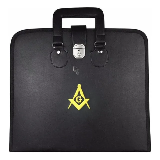 Estuche Para Delantal De Masonería Azul, Cuero Negro Imitaci