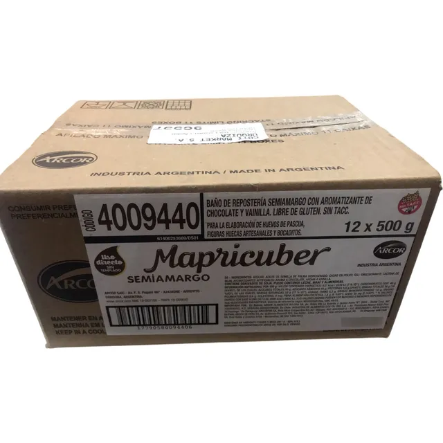 Chocolate Mapricuber Caja X 6000 Gr ( 12 Tabletas X 500gr)