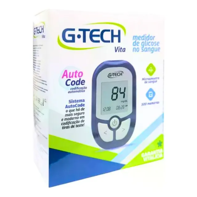 Kit Medidor De Glicose No Sangue G Tech Vita Auto Code