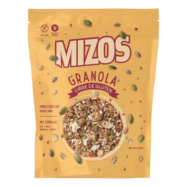Granola Libre De Gluten Mizos Vegana Mix Semillas 250 Gr