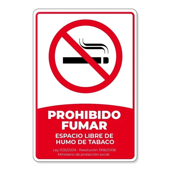 Señal Prohibido Fumar Espacio Libre De Humo De Tabaco Ley 13