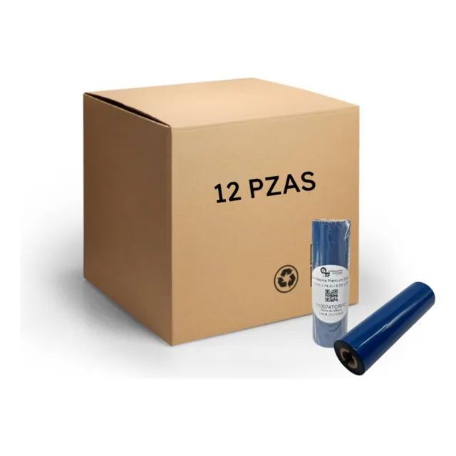 Caja 12 Pzs Ribbon Cera Resina Premium 110x74 Para Etiquetas Negro