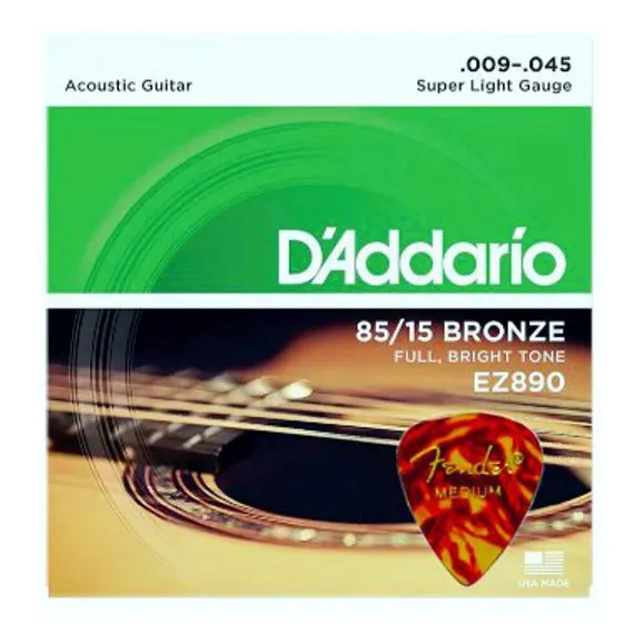 Cuerdas D'addario  Ez890 Acust.bronz Guitar 09-45+púa Fender