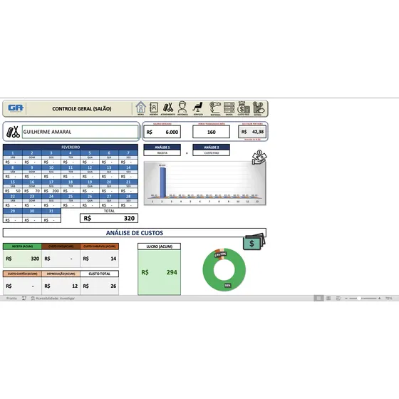 Excel | Planilha De Controle Para Salão De Beleza/barbearia