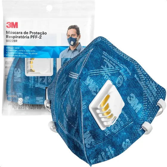 Kit 100 Máscara Respirador 3m Pff2 C/v 9822+br Contra Poeira