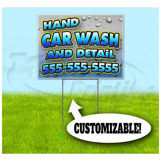 Hand Car Wash Detail Custom 18.0 X 24.0 In Placa Plastico Ee