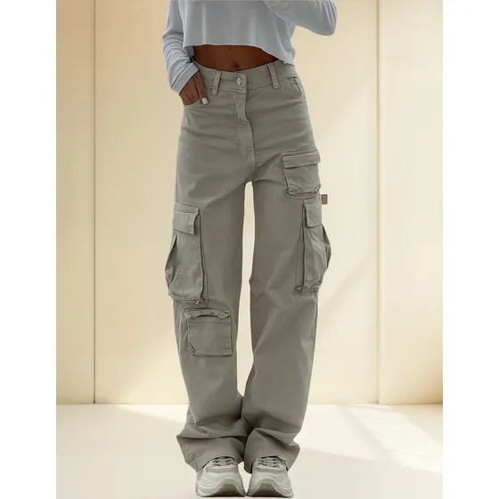 Pantalon Cargo Jean - Beige Y Chocolate