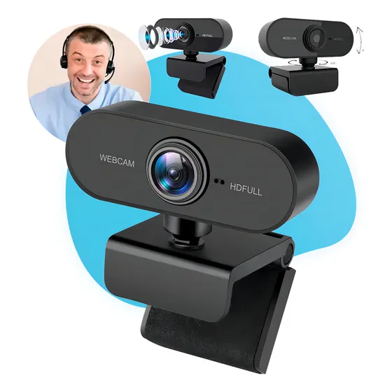 Webcam Camera Casenn Full Hd Zoom 1080p Com Microfone Integrado Entrada USB 2.0 Rotação 360 Graus videoconferência Streamcam Estúdio Plug And Play Home Office Chamadas de Vídeo Zoom Teams