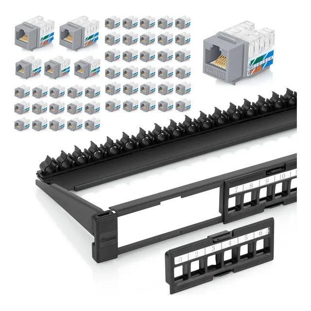 Panel De Parche Keystone Con 24 Puertos Y 50 Conectores Rj45