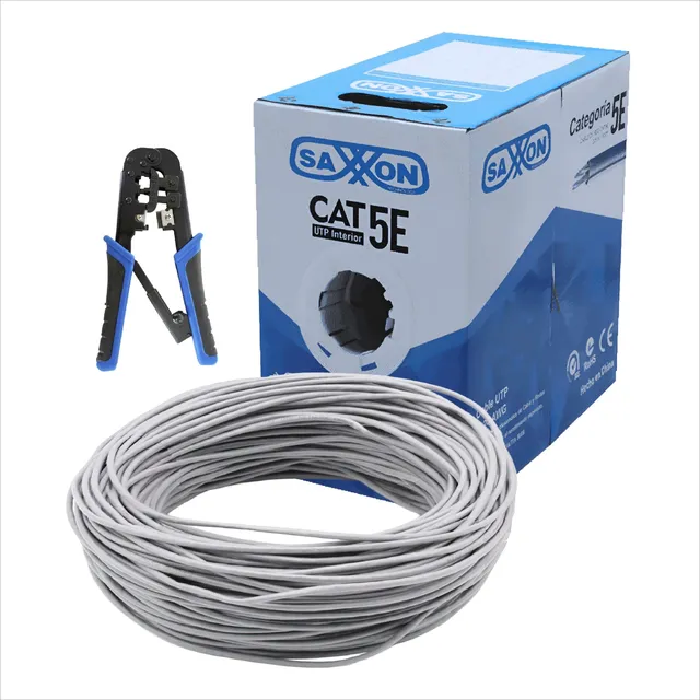Cable De Red Utp Cat5e Gris Interior 305m + Pinza Ponchadora