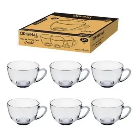 Jogo 6 Xícaras PERA Vidro Sino OG para Café/Chá 200ml Laváveis