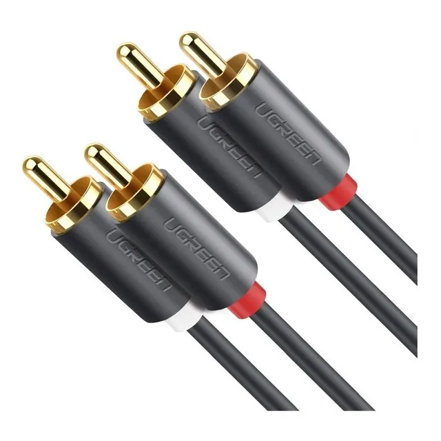 Cable De Audio 2rca Macho A 2rca Macho 5 Metros Negro Ugreen