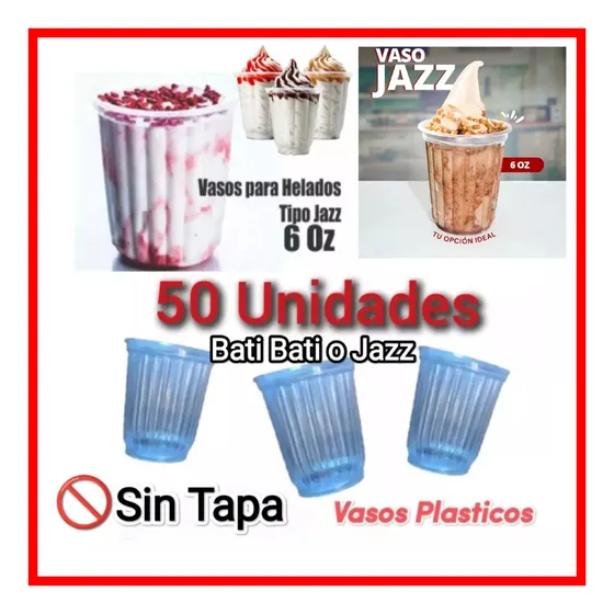 Vaso Helado Tipo Jazz 50 Unidades (sin Tapa)