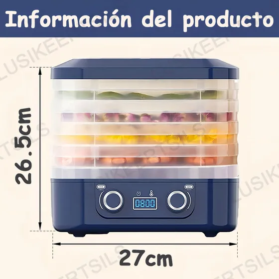 Deshidratadora Eléctrica LUSIKEERTSILS 5 Niveles Frutas Carne Azul