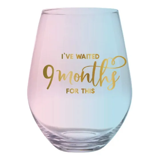 Copa Vino Tallo Rosa Azul 30 Onza Texto Ingl  I 've Waited 9