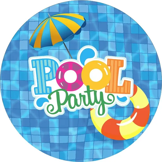 Painel Redondo Pool Party Sublimado Festa 150x150 #1 Full