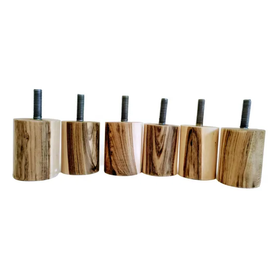 6 Patas De Madera Torneada Cilíndrica 6cm Sommier Sillon Puf