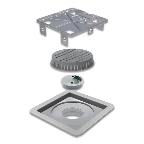 Ralo Linear Square Quadrado Tampa Oculta 10x10cm 7343 Elleve