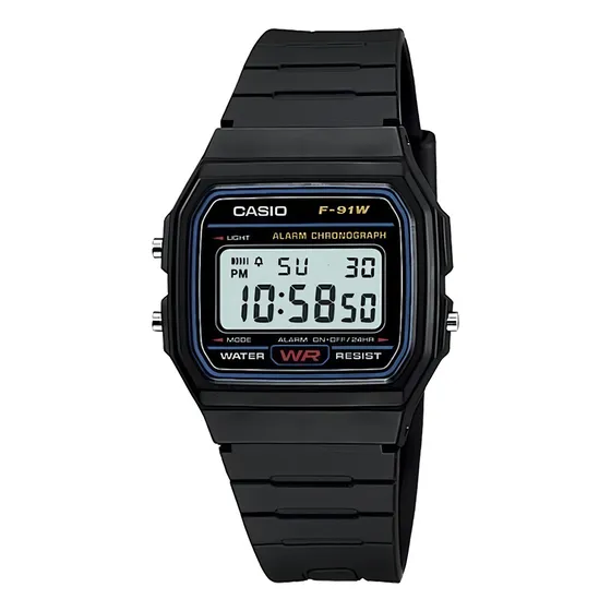 Reloj De Pulsera Casio Collection F-91 De Cuerpo Color Negro