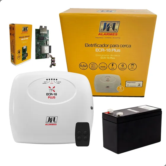 Central De Cerca Jfl Ecr-18 Plus + Me-05wb + Bateria 12v Cor Branco