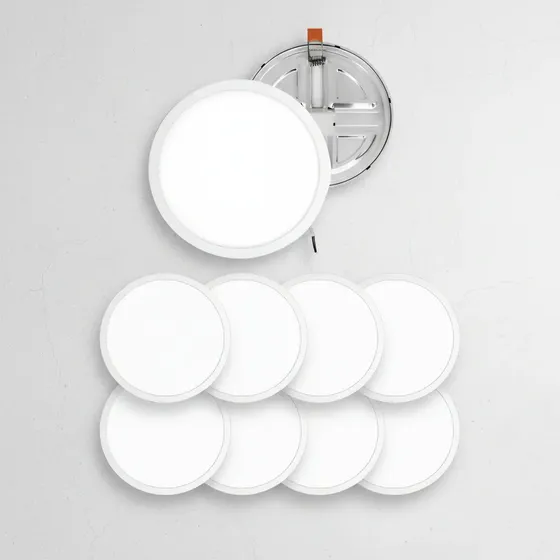 Panel Lampara Luminaria Luz Led 18w Ajustable 175mm Diametro Estructura Blanco 10 Pz