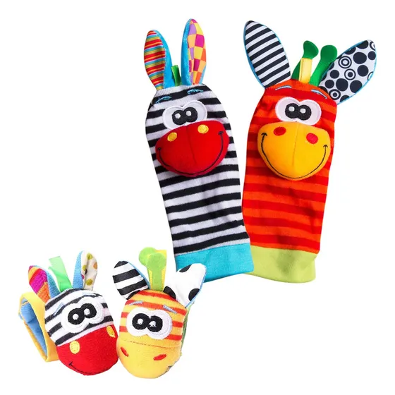 Conjunto De Meias E Pulseiras Chocalho Bebês Bichinhos De