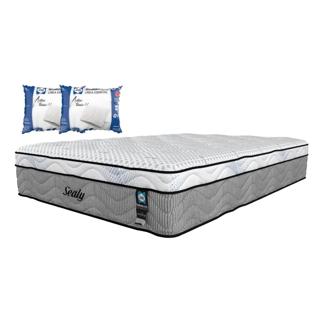 Colchón Matrimonial Sealy Moby + 2 Almohadas Active Basic