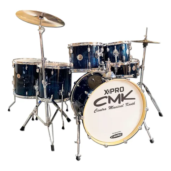 Bateria Acustica Completa Bumbo 20 C/2 Surdos 14 E 16  Azul