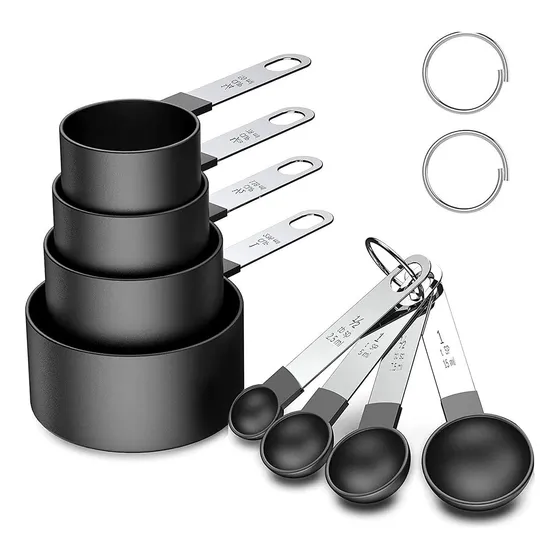 Sendowtek Juegos De 8 Cucharas Medidoras, Tazas Y Cucharas Medidoras Acero Inoxidable, Set De Cucharas Para Cocina, Chef Craft Measuring Spoons & Cups Para Cocinar, Hornear, Dosificar, Medir Líquidos