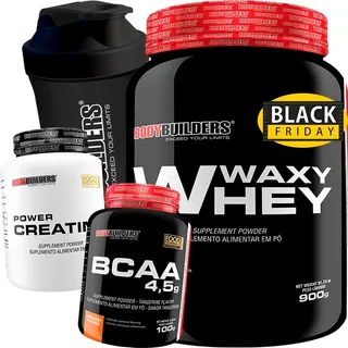 Kit Whey Protein + Bcaa + Creatina + Coqueteleira Bodybuildr Kit Whey Protein + Bcaa + Creatina + Coqueteleira Bodybuildr