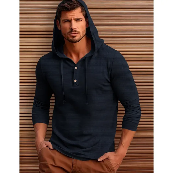 Playera Manga Larga Jersey Capucha Entrenamiento Casual E034