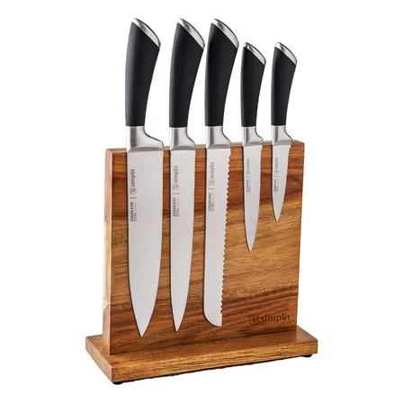 Set Cuchillos Küche 5 Pcs Acero Inoxidable + Base Simplit
