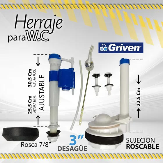 Herraje Para Wc Griven Con Manilla 3pul Roscable / 10913