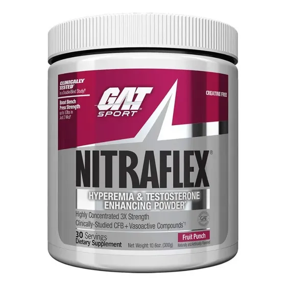Suplemento Pre Entreno GAT Sport Nitraflex 300g 30 Porciones Libre Gluten | Cuotas sin interés