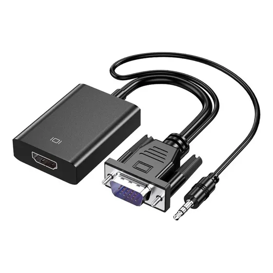 Cable Adaptador Vga Macho A Hdmi Hembra + Audio Auxiliar