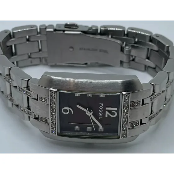 Reloj Fossil Mujer Esfera Marrón Caja 24mm Cuarzo Plateado Plateado Marrón