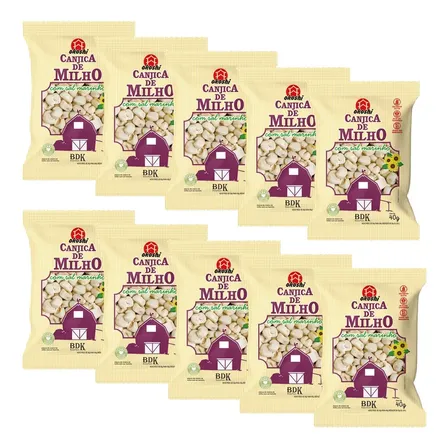 Kit 10 Pipoca Canjica Milho Salgada Saudável Natural Okoshi