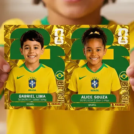 Kit 2 Figurinhas Personalizada Copa Do Mundo Album 2026 Gold Figurinha Personalisada Estilo Legend E Gold