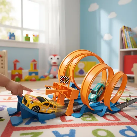 Pista Loop 70 Pçs 4 Lops Com Luzes E Som Com Lançador Cor Amarelo/azul
