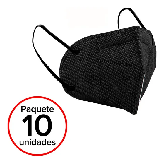Mascarillas Tapabocas Kn95 Negras Certificadas 10u 5capas